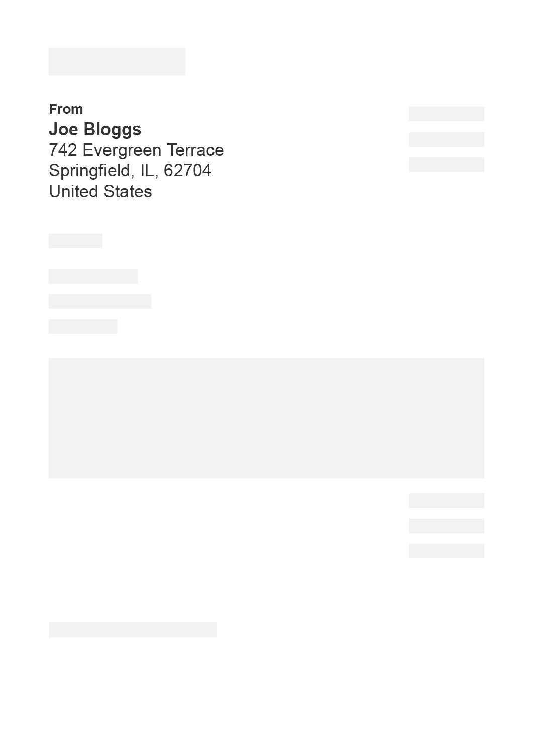 Client details section on an invoice