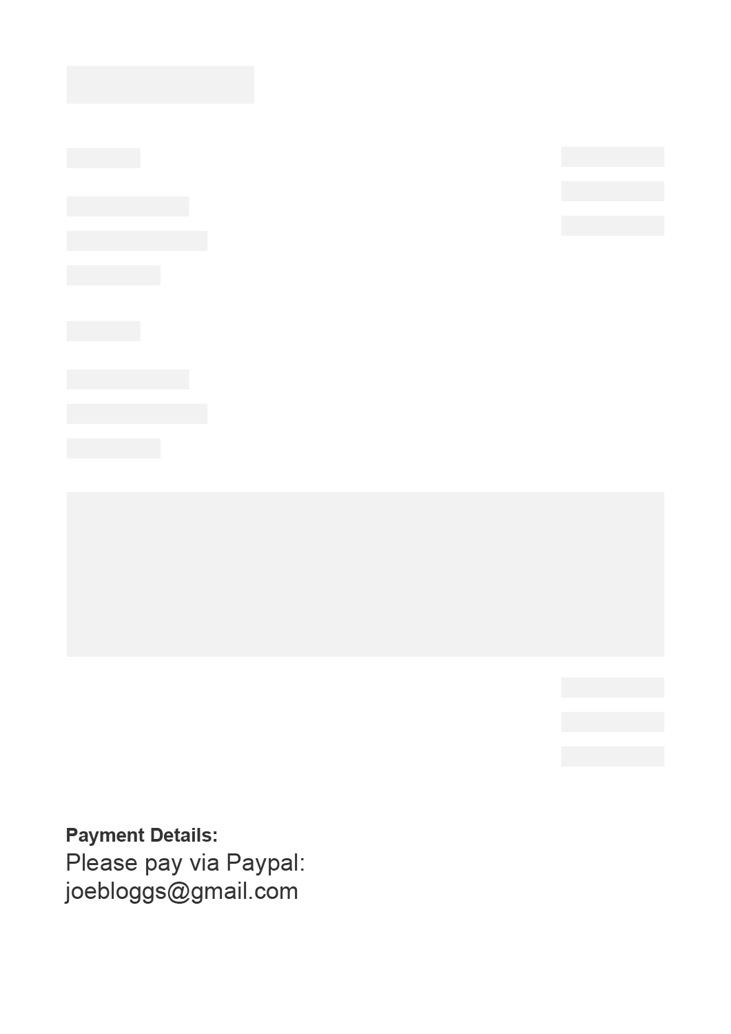Payment details section on an invoice