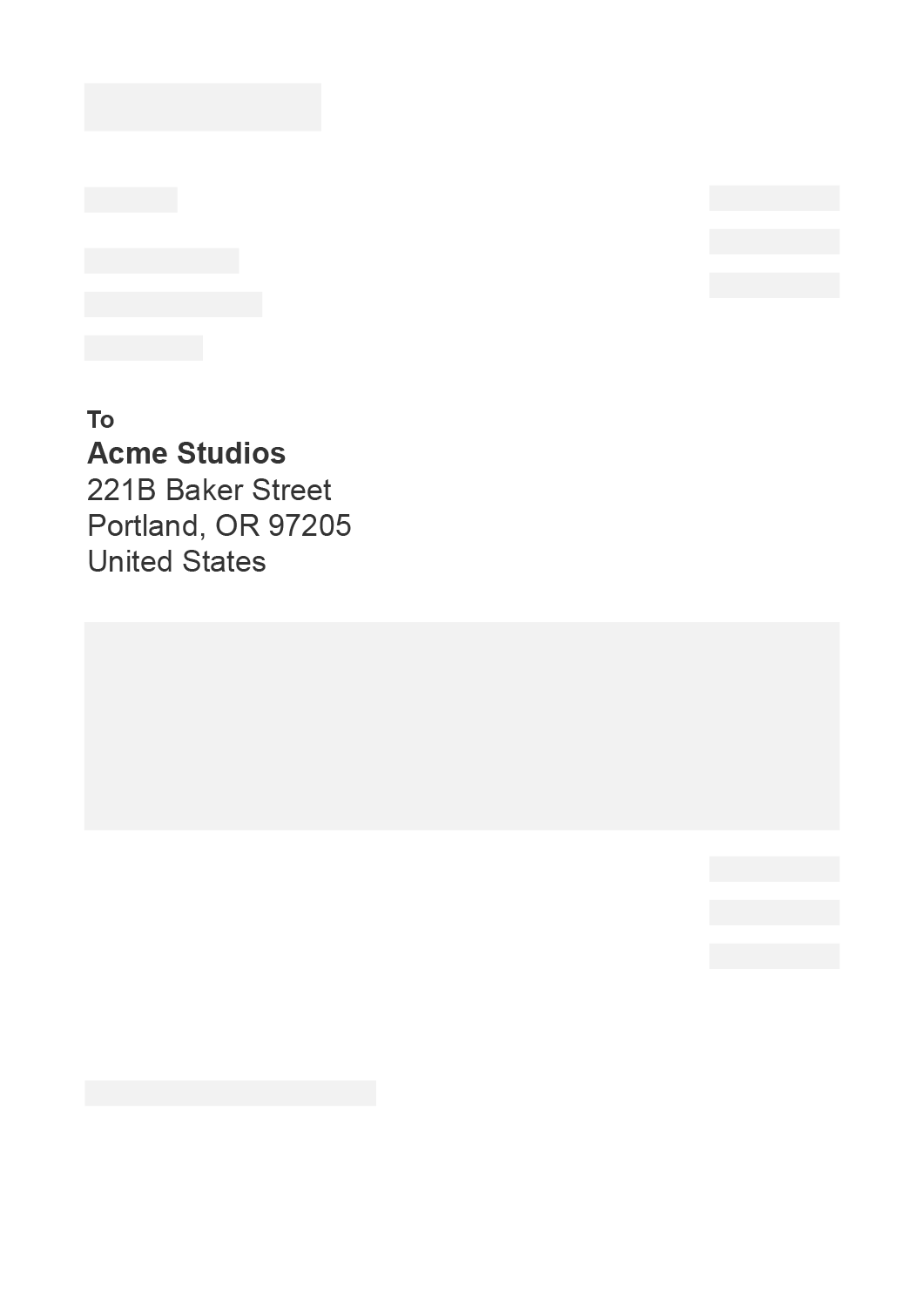 Your details section on an invoice